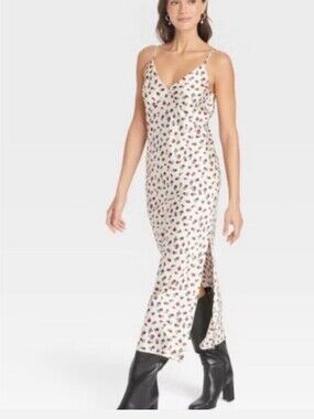 a new day Cream Floral Slip Maxi Dress with Side Slit
